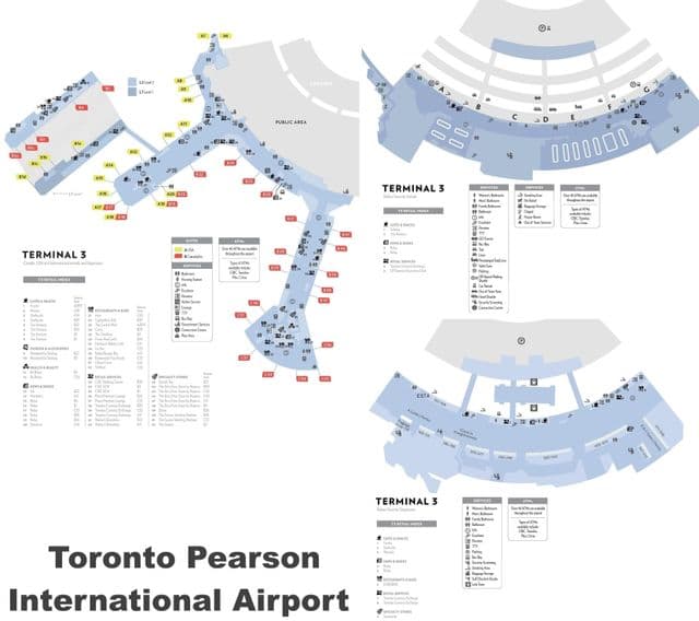 Karte des Flughafen-Terminals von Toronto