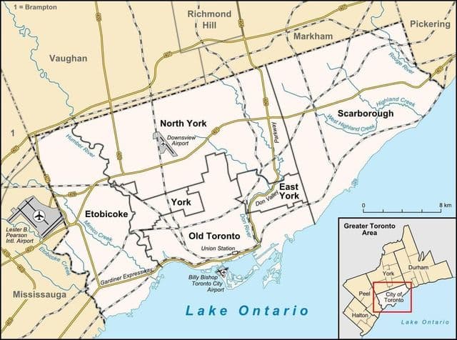 Karte der Flughäfen von Toronto