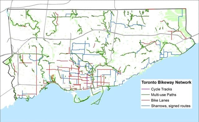 Karte der Radwege von Toronto