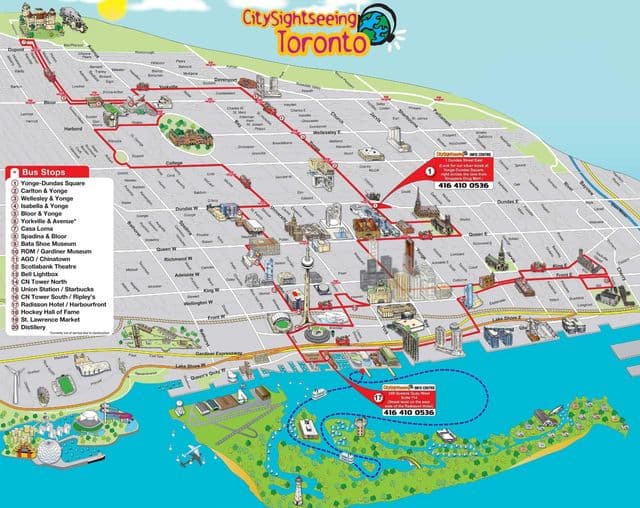 Toronto Hop On Hop Off Bustouren Karte