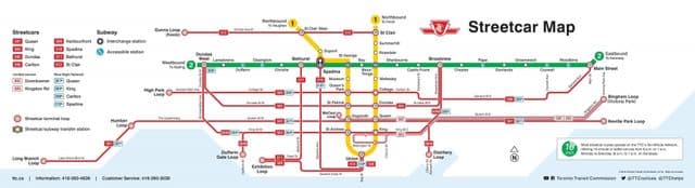 Karte der Straßenbahnhöfe von Toronto