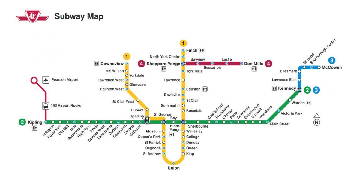 Karte der U-Bahn-Stationen von Toronto