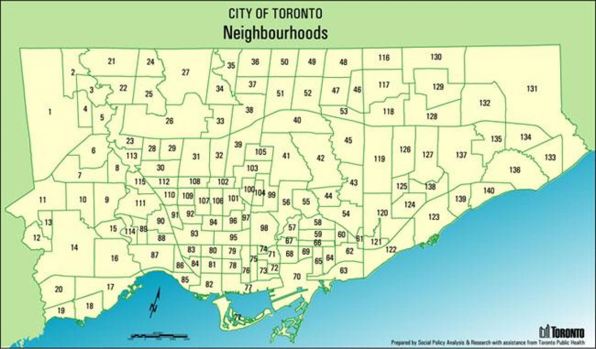 Karte der Stadtviertel von Toronto