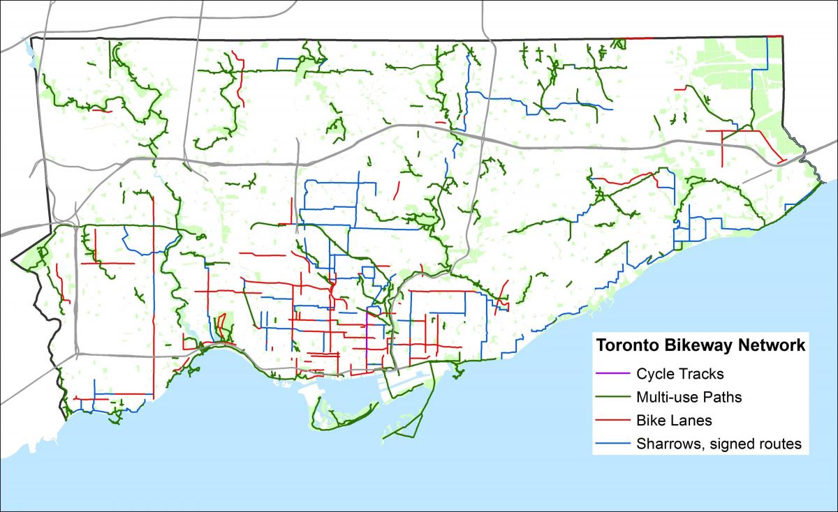 Karte der Radwege von Toronto