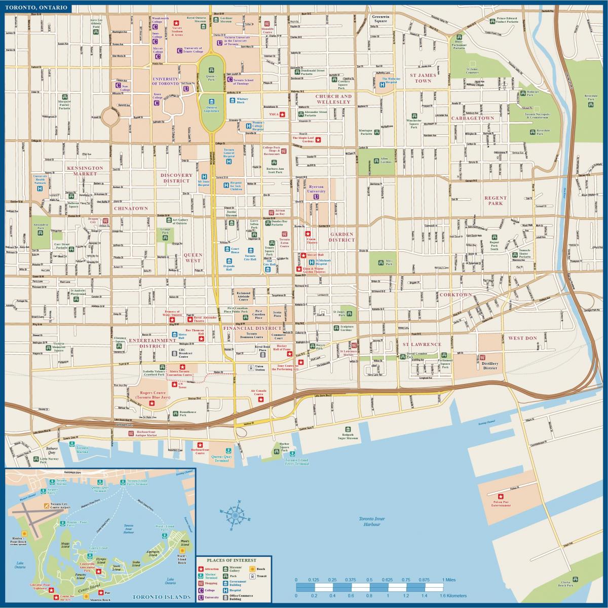 Karte des Stadtzentrums von Toronto